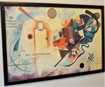 Poster reprodução W.Kandinsky, abstração, med. com moldura 65 x 95 cm. Estado de conservação bom. (11º andar)