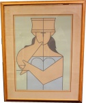 MILTON DACOSTA - "Moça", serigrafia , tiragem 40/100, assinado CID, med. 85 x 65 cm, com moldura 115 x 95 cm. Estado de conservação ruim (papel com manchas e moldura solta)
