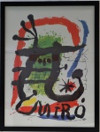 Poster Miró, med. 80 x 60 cm, com moldura 85 x 65 cm. Estado de conservação bom.