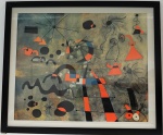 Poster Miró, med. 60 x 72 cm, com moldura 65 x 77 cm. Estado de conservação bom.