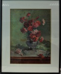 LUCÍLIA FRAGA - "Vaso de Flores", giz sobre cartão, assinado CID, med. 62 x 46 cm, com moldura 87 x 70 cm. Estado de conservação bom