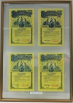 Documentos emoldurados - 4 Títulos Saldados, Pagamento Único - Plano 30, ano 1936, med. 73 x 53 cm. Estado de conservação bom