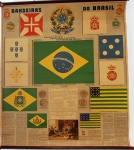 Poster colado em tela "Bandeiras do Brasil", med. 92 x 82 cm. Estado de conservação bom