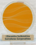 Escultura em acrílico - I Encontro Sulamérica Corretores Corporativos, med. 16 x 13 cm. Estado de conservação bom