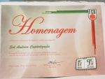 Diploma em papel "Homenagem da Federação Catarinense de Basketball 2010", med. 22 x 29 cm. Estado de conservação bom