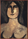 FARNESE DE ANDRADE . "Figura feminina", vinil encerado, 73 x 53 cm. Assinado.