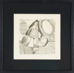 ALDEMIR  MARTINS. " Figura", P.A. gravura, 19 x 20 cm. Assinado e datado de próprio punho , 1966. Emoldurado, 19 x 30 cm