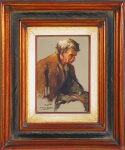 E.OECHLMEYER. "Cabeça de velho",óleo s/madeira, 21 x 15 cm. Assinado e datado no cie, 1962. Emoldurado, 39 x 32 cm