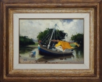 R. BOTELHO - "Barco do Maranhão", óleo sobre tela, assinado no CID, medindo  38 x 55 cm.