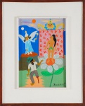 FERNANDO VIEIRA DA SILVA. "O Circo", óleo s/eucatex, 17,5 x 25,5 cm. Assinado e datado,1974 . Emoldurado, 40 x 32 cm.