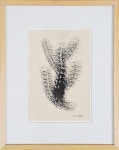 ANTONIO BANDEIRA. "Composição", nanquim, 26 x 18 cm. Assinado e datado no cid, 58. Emoldurado com vidro, 42 x 33 cm.