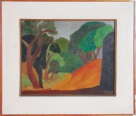 LYGIA MILTON. "Paisagem", óleo s/tela, 33 x 40 cm. (tela craquelada). Assinado , datado e localizado no cid, Bahia 1960.