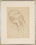 ALDO BONADEI. "Figura masculina",  desenho a crayon s/papel, 46 x 33 cm. Assinado no cie. Emoldurado com vidro, 67 x 54 cm