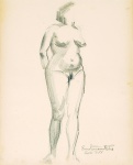 BUSTAMANTE SÁ. Estudo de modelo vivo, crayon, medida aprox. 44 x 36 cm. Assinado, datado e localizado, Paris, 1951.