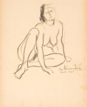 BUSTAMANTE SÁ.  Estudo de modelo vivo, crayon, medida aprox. 44 x 36 cm. Assinado, datado e localizado, Paris,  1950.