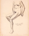 BUSTAMANTE SÁ.  Estudo de modelo vivo, crayon, medida aprox. 44 x 36 cm. Assinado, datado e localizado, Paris, 1951.