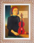 ADILSON SANTOS. "Menina e violino - Série Julia", ost, medindo 81 x 61 cm. Assinado e datado .