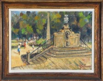 JOSE MARIA DE ALMEIDA. "Passeio Público", óleo s/tela, 32 x 43 cm. Assinado frente e verso. Emoldurado, 43 x 56 cm