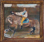 SADY. "Adestrador de cavalo", óleo s/tela, 31 x 32 cm. Assinado no cie. Emoldurado, 77 x 97 cm