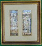 JOSÉ PAULO MOREIRA DA FONSECA." Fachadas" , díptico, óleo s/eucatex, 36 x 13cm cada. Assinado e datado 1997.