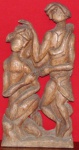 ARTE POPULAR. DEJACY. Escultura de madeira representando Casal. Assinado e datado. Alt. 50 cm.