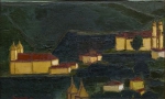 IVAN MARQUETTI. "Paisagem de Ouro Preto", óleo s/tela, 50 x 80 cm. Assinado, datado e localizado, 76.
