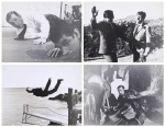 Quatro fotos de divulgação do filme "Mundo Novo, Mundo louco" (Let's not get angry- França, 1966). O filme foi dirigido por Georges Lautner, com um grande elenco, onde destacamos Lino Ventura, Mireille Darc e Jean Lefebre entre outros; medindo 30 cm x 40 cm cada