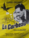 Cartaz para divulgação do filme "Le Corbeau" França 1943,(no Brasil recebeu o  título de"Sombra do Pavor" ), com marcas do tempo e de dobras, medindo 154 cm x 116 cm