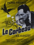 Cartaz para divulgação do filme "Le Corbeau" França 1943,(no Brasil recebeu o  título de"Sombra do Pavor" ), com marcas do tempo e de dobras, medindo 77 cm x 58 cm