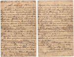 Carta do Visconde de Taunay (escritor historiador e sociologo) a Alberto Faria, datada de 16/3/1897, falando sobre "estar se sentindo ameaçado e sem garantias e não estar livre de preocupações"...