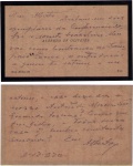 Cartão de Alberto de Oliveira (poeta,professor e farmacêutico) a Alberto Faria, datado de 2/12/1920, comunicando que "restam-me dois exemplares da "Conferência sobre o Soneto Brasileiro"...