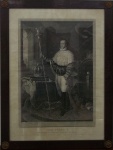 Litografia de "Dom Pedro I - Imperador e Defensor Perpétuo do Brasil", pintura de Henrique José da Silva, gravação de Urban Majsard, medindo 76 x 54 cm. Emoldurado com vidro, 86 x 64 cm. No estado.