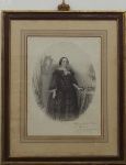 Foto litogravura da Imperatriz "Thereza Christina Maria de Bourbon", fotografia por Victor Frond, litografia de M. Fanoli, impresso por Lemercier/Paris. Emoldurada com vidro, 63 x 51 cm. No estado.