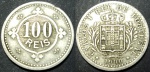 Moeda de prata 100 Reis, Carlos I Rei de Portugal, 1900. Diâmetro 22 MM, peso 3,9 gr