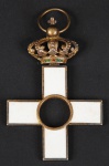 Comenda "Cruz de Cristo" , encimada por corôa, prata dourada e esmalte branco.