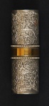 MARCEL ROCHAS. Paris, França. Porta-baton de prata e ouro 18K, contrastes e marca da grife Rochas. Baton de uso a gosto(refil).
