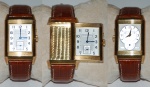 Relógio de pulso JAEGER LE COUTRE JLC REVERSO, em ouro amarelo 18K, pulseira em couro caramelo nº 1921048. Peso total 84,8 g. No estojo original.