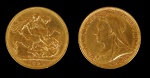 Moeda em ouro amarelo 22k Libra Esterlina Rainha Victoria, peso 7,9 gr