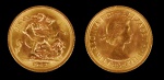 Moeda em ouro amarelo 22k Libra Esterlina Rainha Elizabeth, peso 7,9 gr