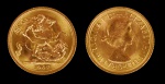 Moeda em ouro amarelo 22k Libra Esterlina Rainha Elizabeth, peso 7,9 gr