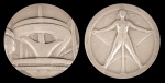 Medalha da Casa da Moeda em homenagem a arquitetura e a bienal, O. Niemeyer, peso aprox. 63 gr, med. 50mm e teor 900ml