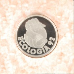Medalha da Casa da Moeda em prata com aprox. 40 gr e med. 40mm, Homenagem a Ecologia, feita para ECO 92, peça de coleção.