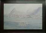 WILMA MARTINS . "Paisagem da Lagoa Rodrigo de Freitas",  aquarela,  37  x 56  cm.  Assinado. Pintora esposa de Frederico de Morais. Emoldurado com vidro, 48 x 67 cm