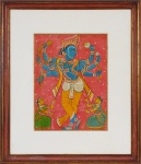 Quadro decorativo . "Figuras indianas" med. 33 cm x 25 cm. Emoldurado com vidro med. 56 cm x 49 cm.