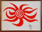 Calder. "Sunburst", serigrafia assinada na pedra, 50 x 75 cm. Assinado e datado, 1974.