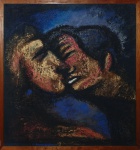 Rubens Gerchman. "O beijo", acrílico s/tela, 54 x 60 cm. Assinado e datado, 1996.