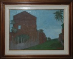Ivan Marquetti. "Casario",óleo s/tela ,50 x 60 cm. Emoldurado, 73 x 89 cm