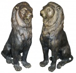 Par de Leões de bronze. Medidas 122 x 82 x 37 cm