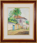 Armando Vianna. " Paisagem com casario", óleo s/tela, 42 x 33 cm. Assinado e datado, 1976. Emoldurado, 65 x 56 cm