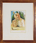 Salvador Dali - "Figura", serigrafia assinada e numerada 65/150, med. 30 x 20 cm, emoldurada 45 x 46 cm